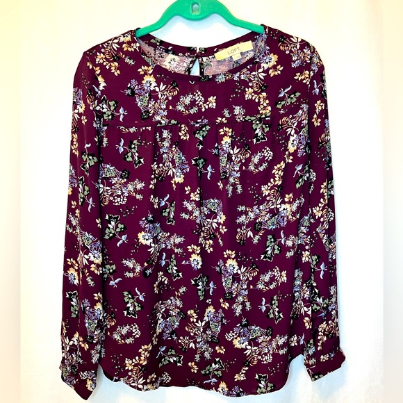 Loft Purple Floral Blouse - Picture 1 of 5